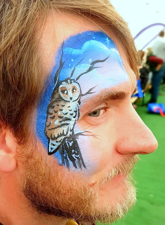 Barn Owl Perching Stencil decor facepaint airbrush bodyart