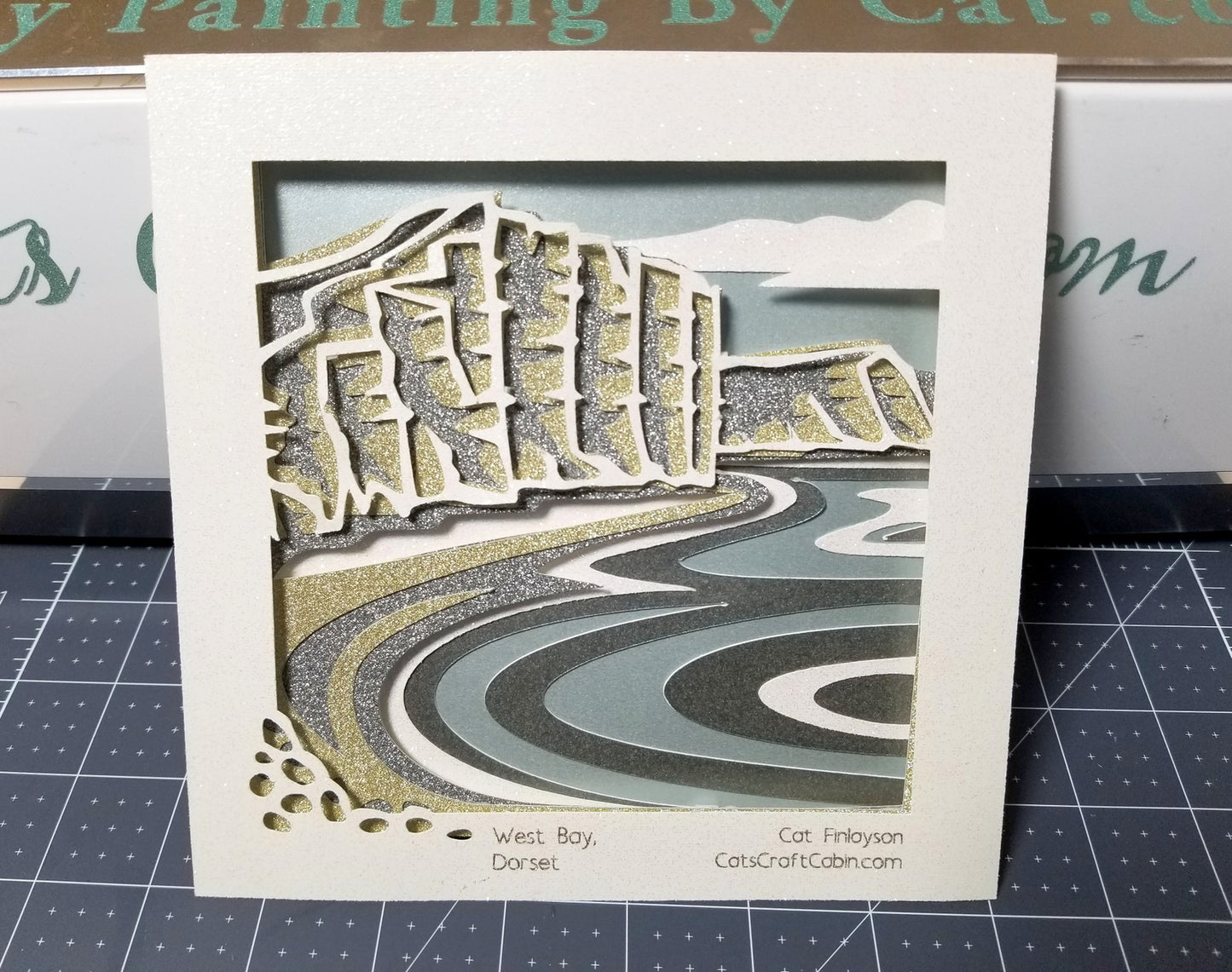 BRIDPORT GOLDEN CAP WEST BAY cliffs Papercut Multi Layer Landscape Art Dorset Landmark