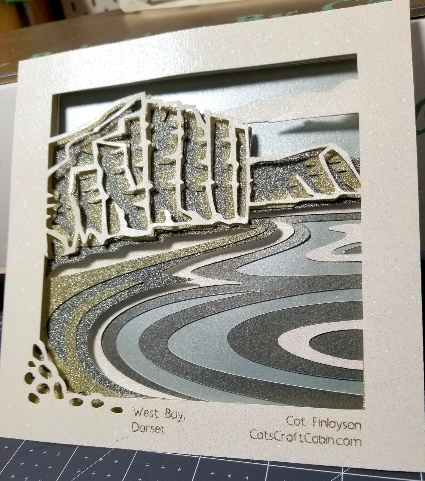 BRIDPORT GOLDEN CAP WEST BAY cliffs Papercut Multi Layer Landscape Art Dorset Landmark