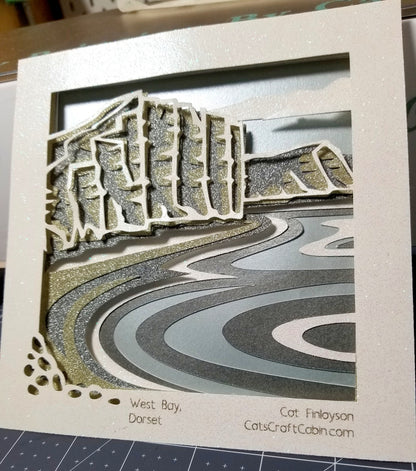 BRIDPORT GOLDEN CAP WEST BAY cliffs Papercut Multi Layer Landscape Art Dorset Landmark