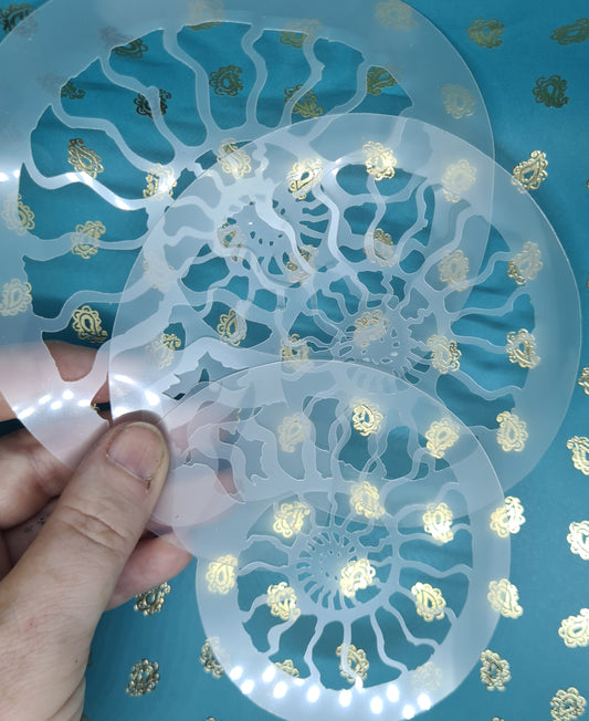 Chunky Chamber Fossil Ammonite spiral jurassic Stencil bodyart airbrush cakecraft