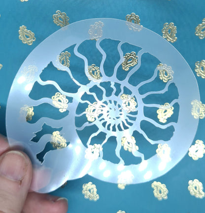 Chunky Chamber Fossil Ammonite spiral jurassic Stencil bodyart airbrush cakecraft
