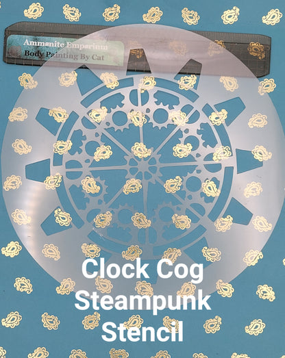 Steampunk cog clock mechanical Stencil face paint airbrush