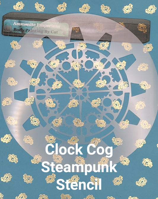 Steampunk cog clock mechanical Stencil face paint airbrush