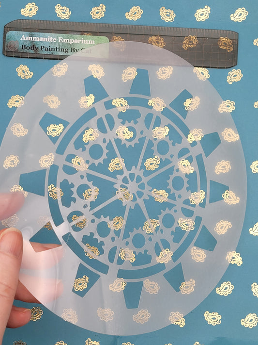 Steampunk cog clock mechanical Stencil face paint airbrush