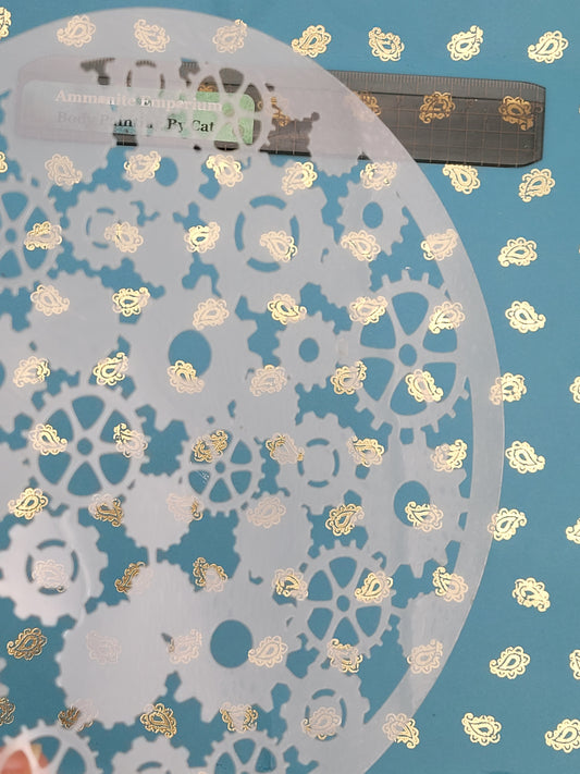 Clockwork Confetti Steampunk Stencil cog airbrush facepaint