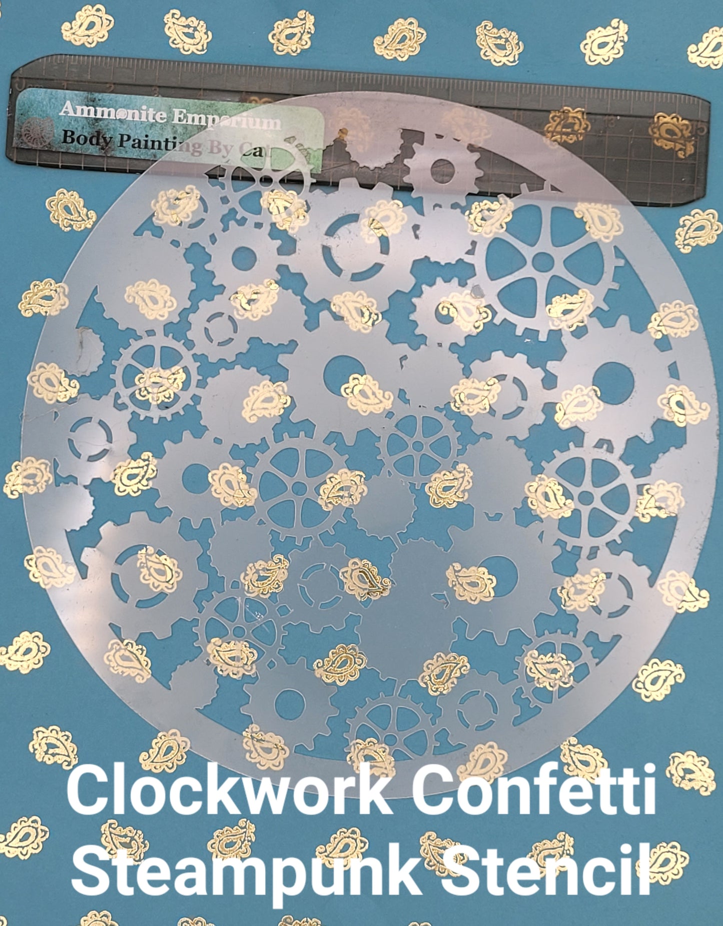 Clockwork Confetti Steampunk Stencil cog airbrush facepaint