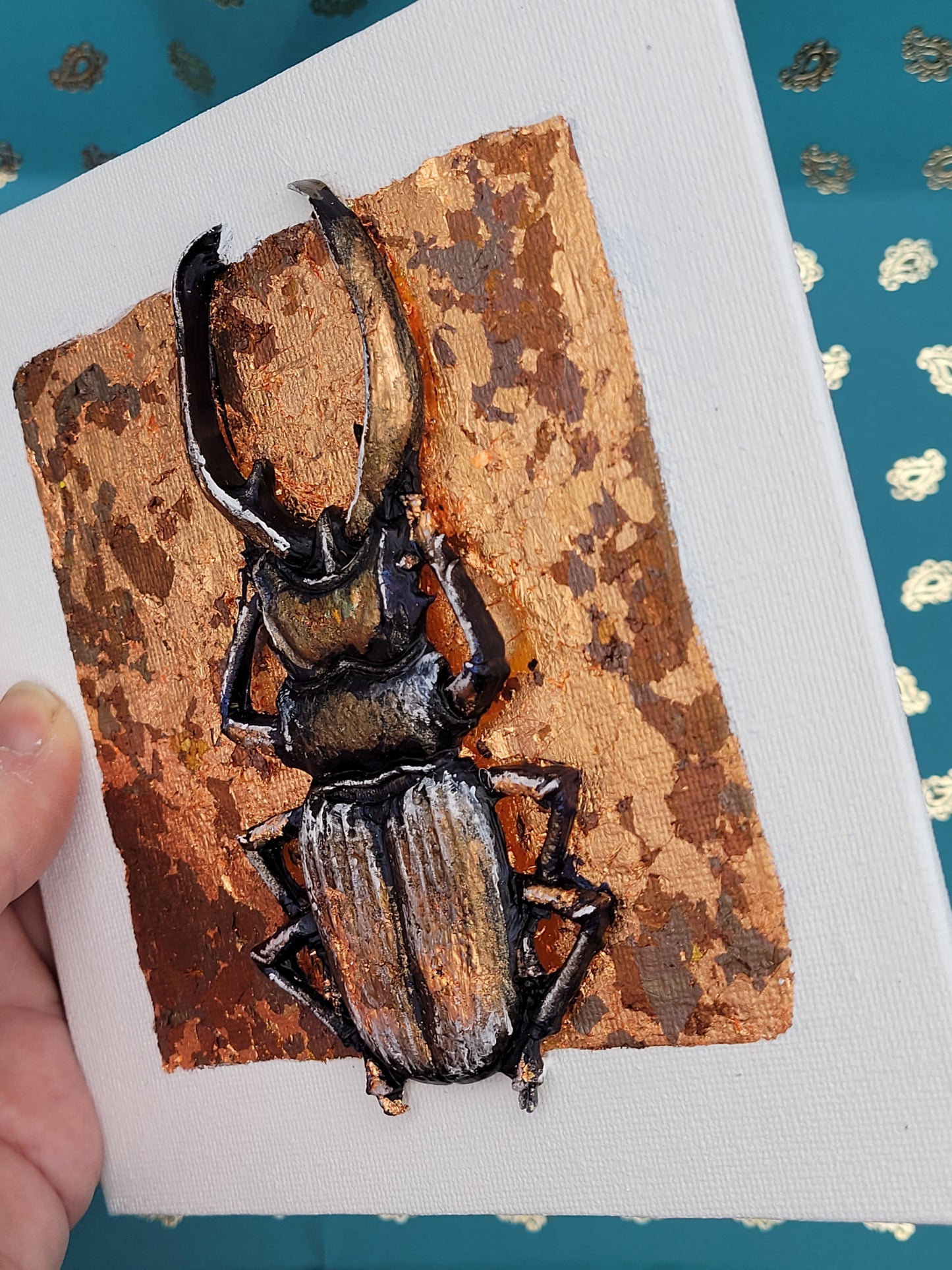 Iridescent Insects (Metallic Gold Foil 3d Art) Decor Art