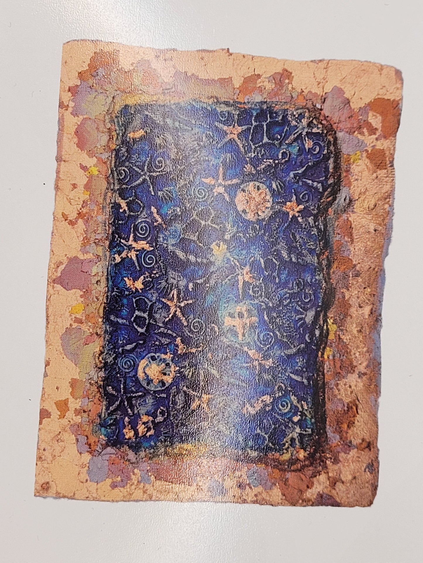 Seafloor Starfish Seahorse Copper Blue Blank Greetings Card