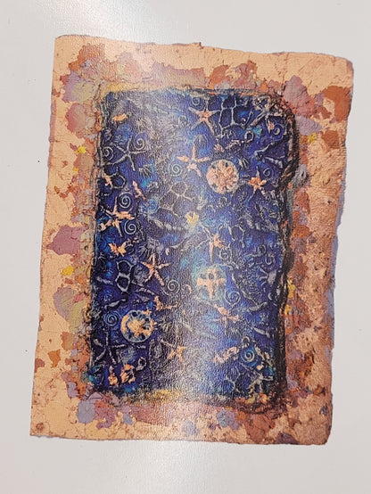 Seafloor Starfish Seahorse Copper Blue Blank Greetings Card