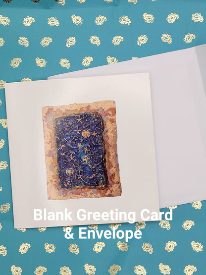 Seafloor Starfish Seahorse Copper Blue Blank Greetings Card