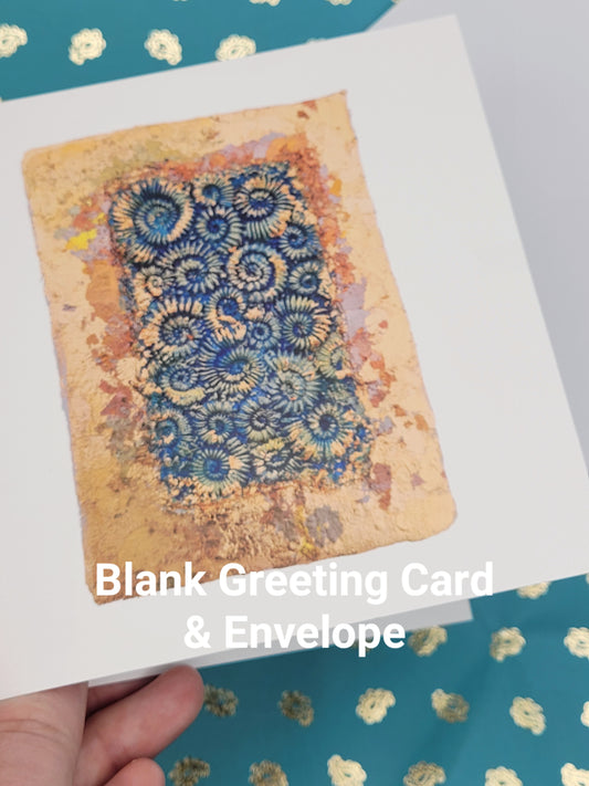 Ammonite Assemblage Copper Blue Greetings Card