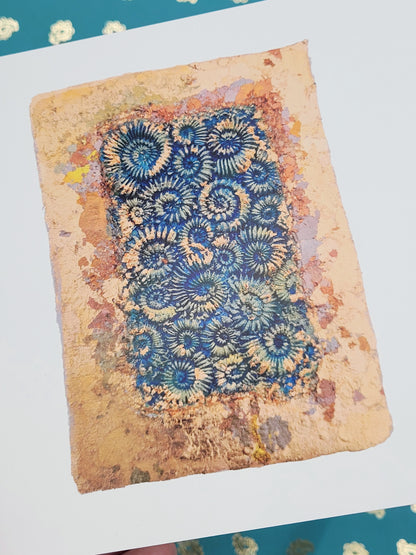 Ammonite Assemblage Copper Blue Greetings Card