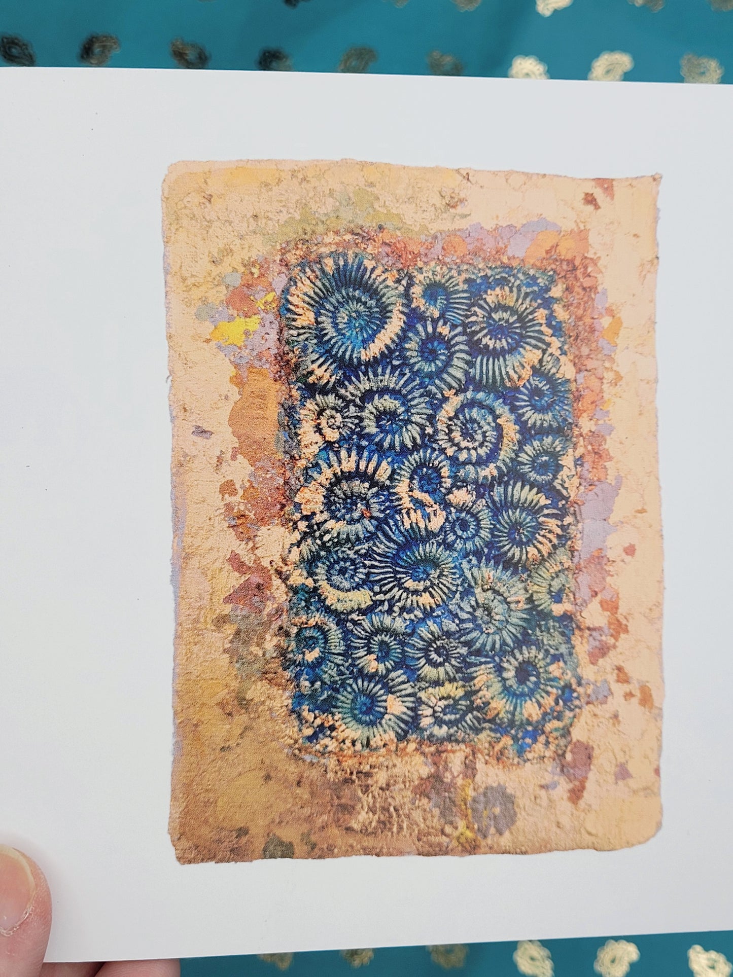 Ammonite Assemblage Copper Blue Greetings Card