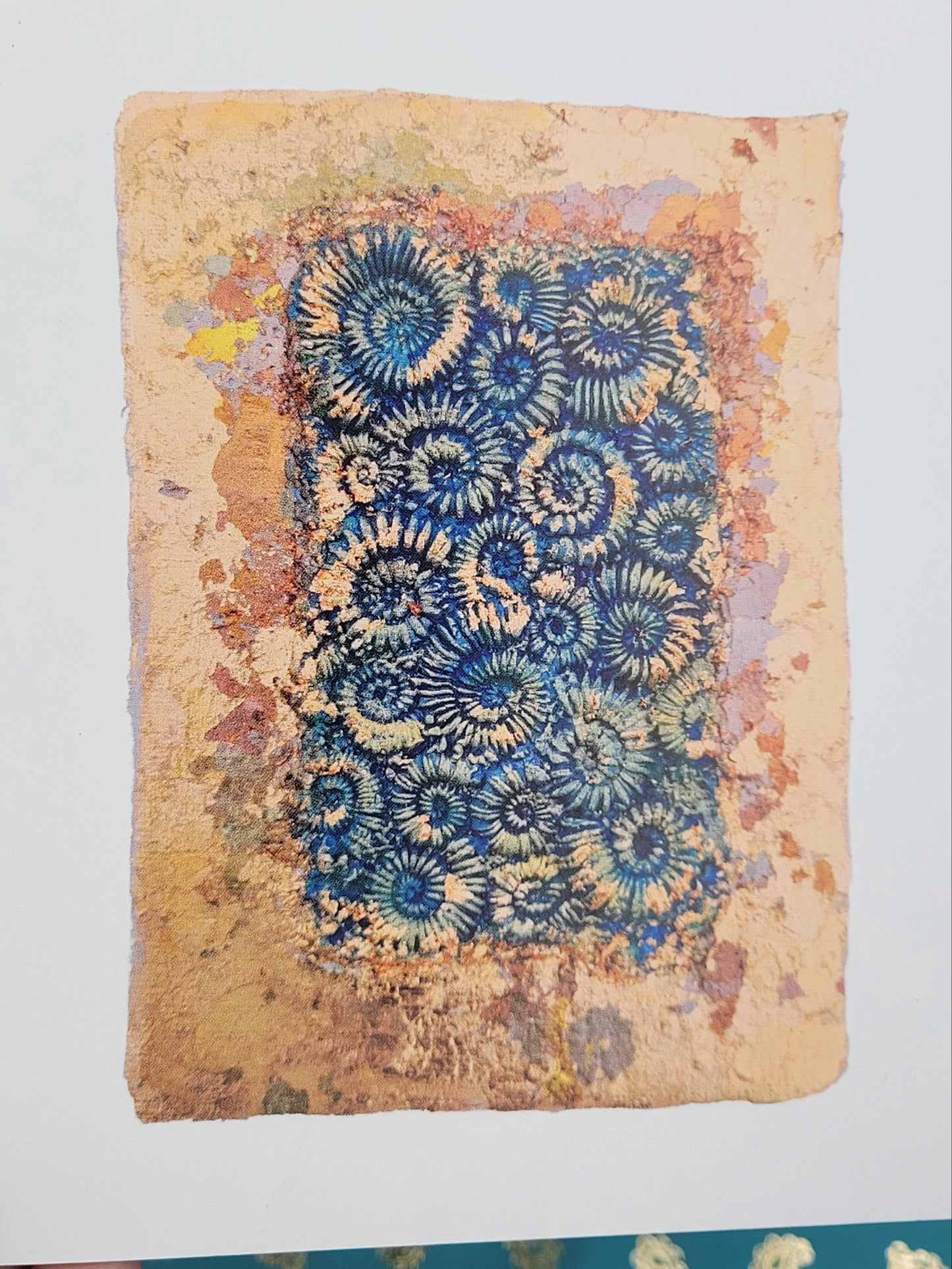 Ammonite Assemblage Copper Blue Postcard Art Card