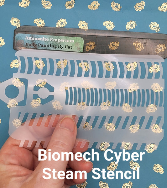 Cyber Mechanoid Cyberpunk tubing Clockwork Steampunk Stencil hex bolt