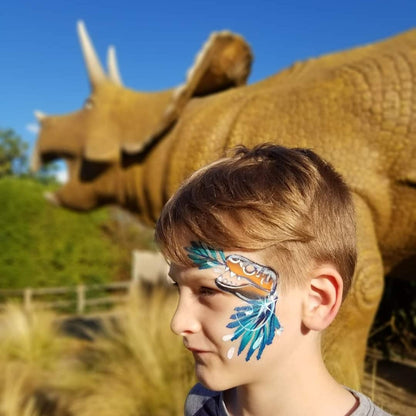 Jurassic Trex raptor dinosaur Fossil fern palm Stencil jungle fossil