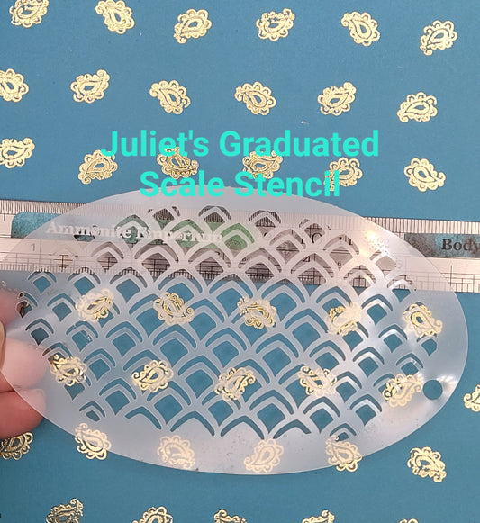 Juliets' Graduated Mermaid fish dragon reptile snake scales halloween reusable stencil facepaint bodyart
