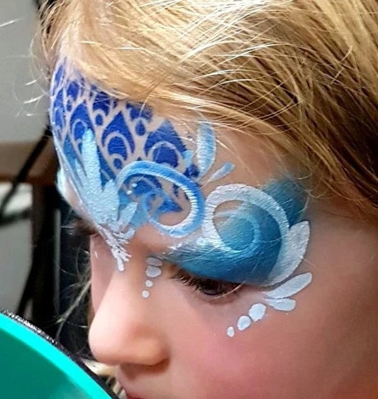 ArtDeco Peacock Pattern Stencil decor facepaint airbrush bodyart scale