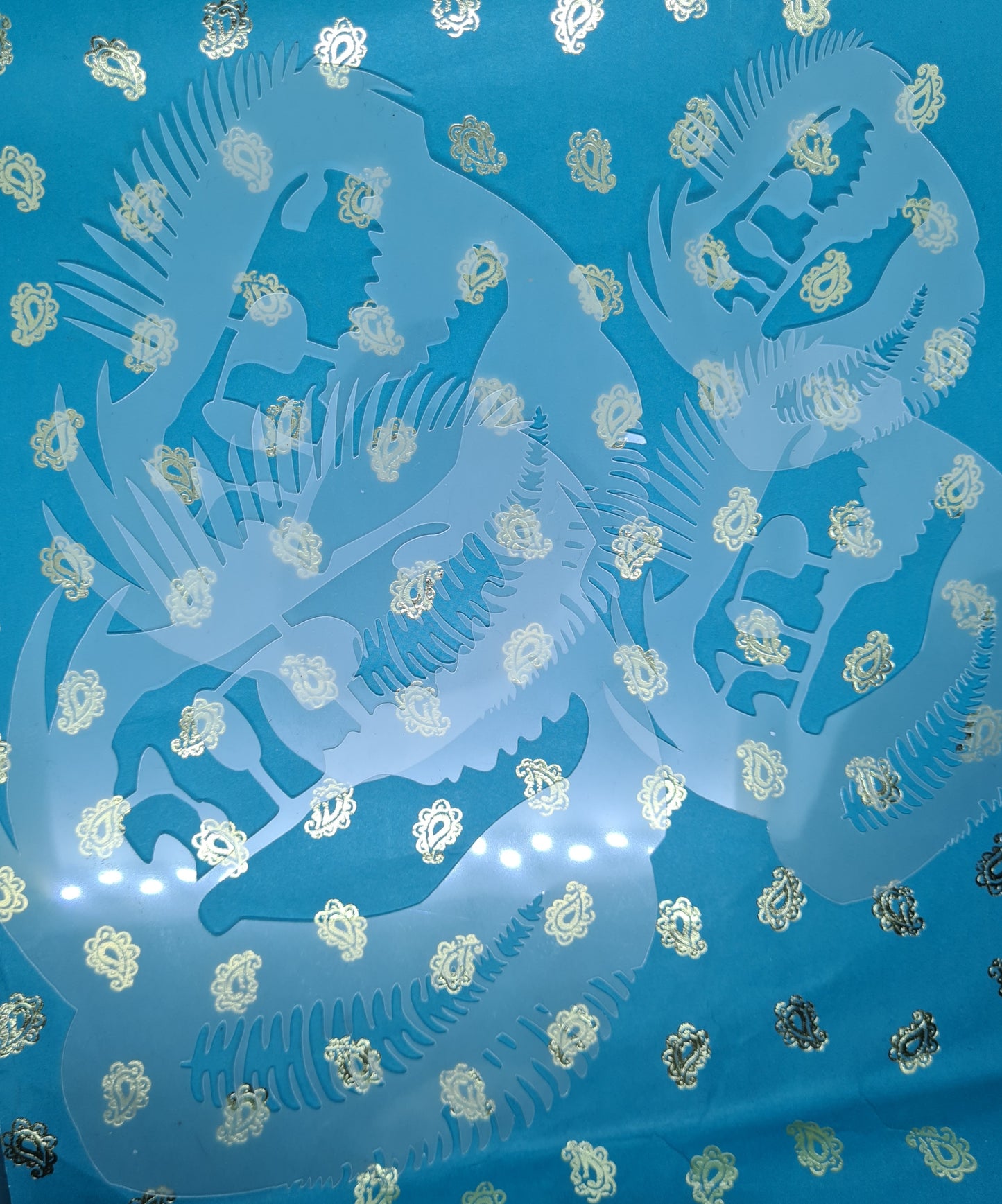 Jurassic Trex raptor dinosaur Fossil fern palm Stencil jungle fossil