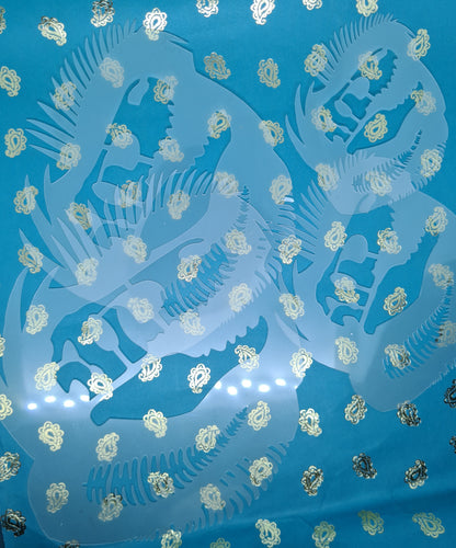 Jurassic Trex raptor dinosaur Fossil fern palm Stencil jungle fossil