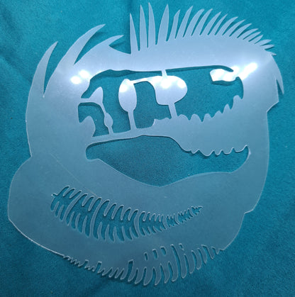 Jurassic Trex raptor dinosaur Fossil fern palm Stencil jungle fossil