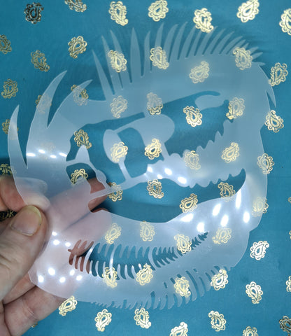 Jurassic Trex raptor dinosaur Fossil fern palm Stencil jungle fossil