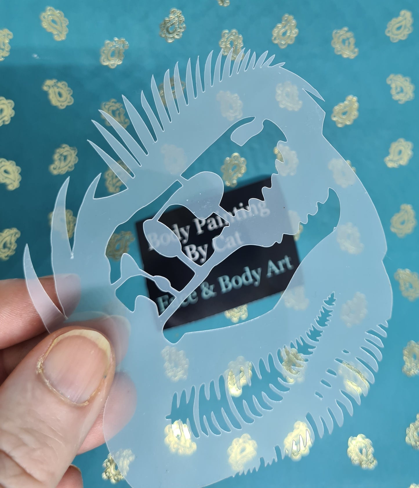 Jurassic Trex raptor dinosaur Fossil fern palm Stencil jungle fossil