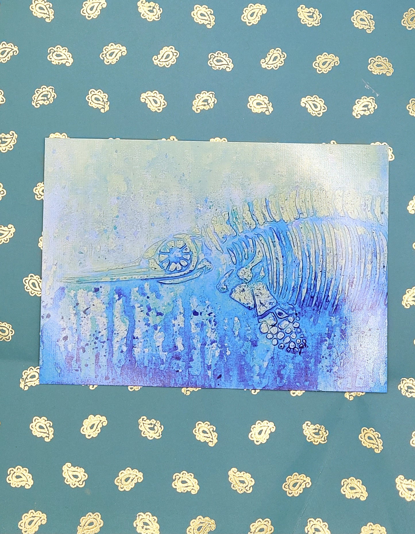 Icthyosaur Smile Mint Blue Teal Postcard Art Card