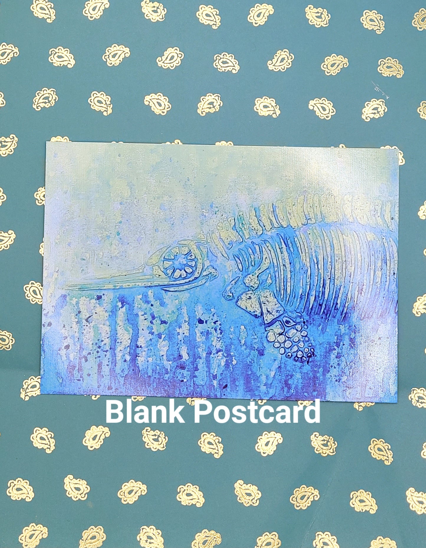 Icthyosaur Smile Mint Blue Teal Postcard Art Card