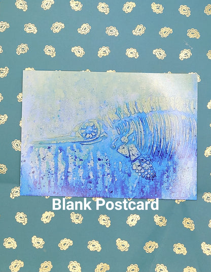 Icthyosaur Smile Mint Blue Teal Postcard Art Card