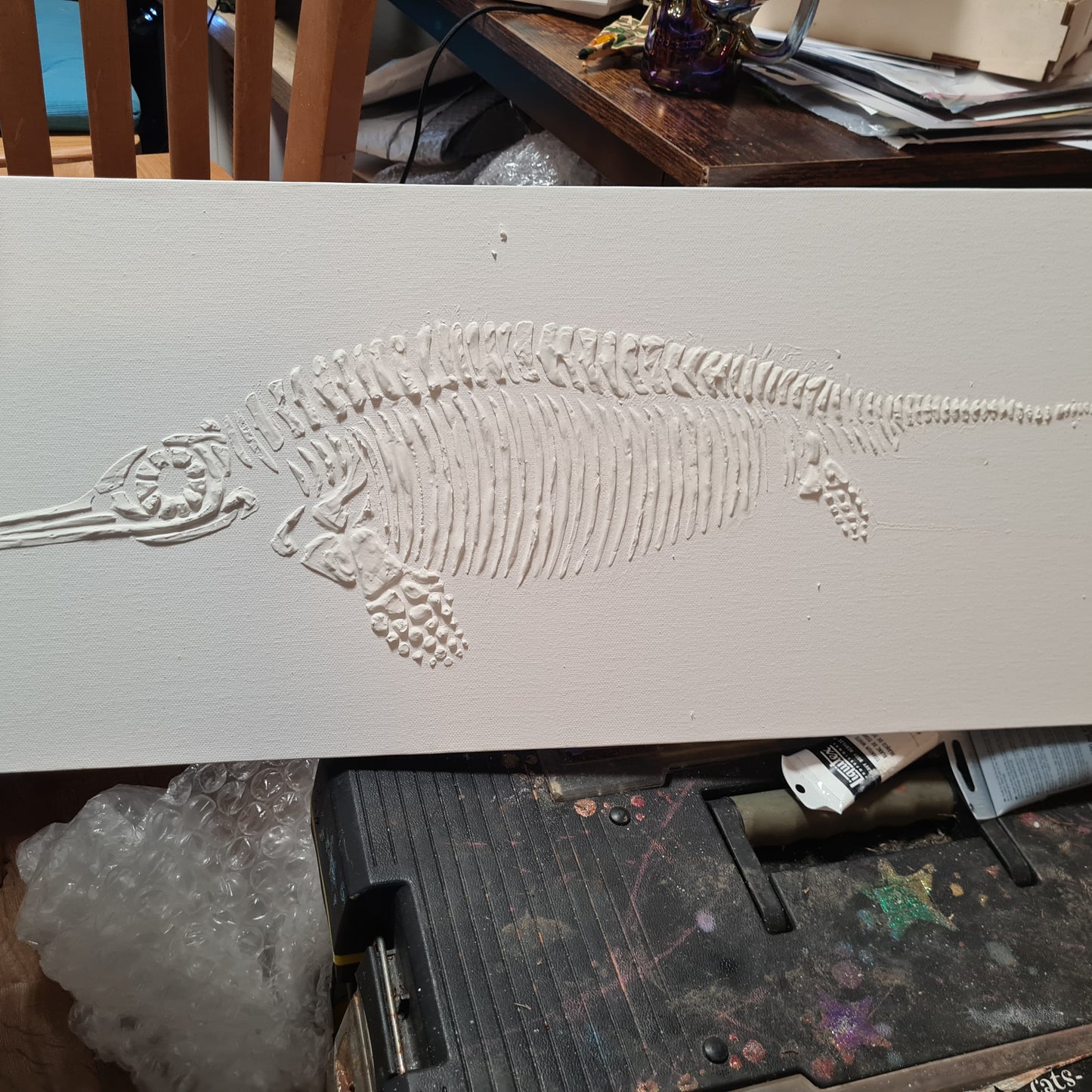 ICTHYOSAUR Faux Fossil Plaster Marine Reptile Fossil Art