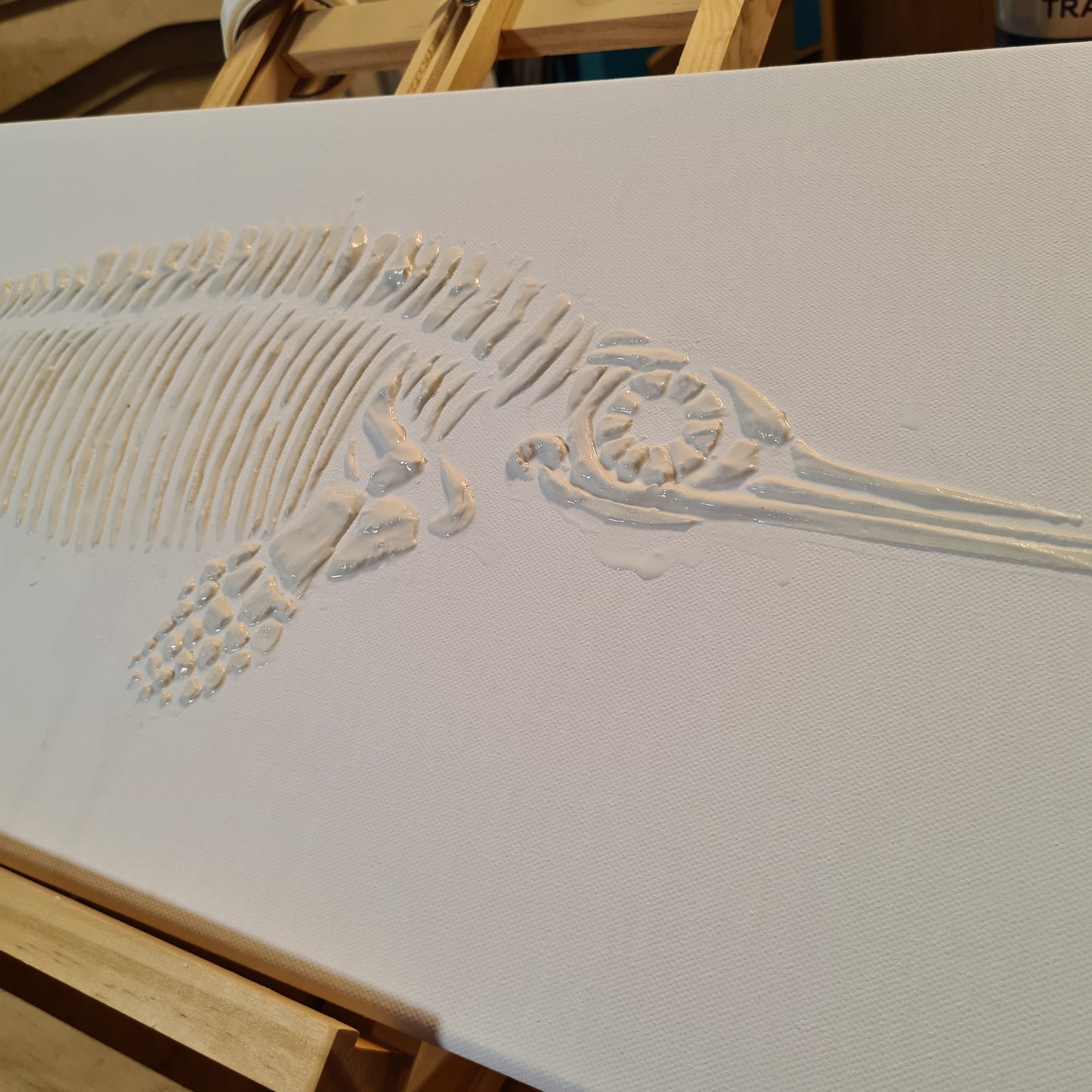 ICTHYOSAUR Faux Fossil Plaster Marine Reptile Fossil Art