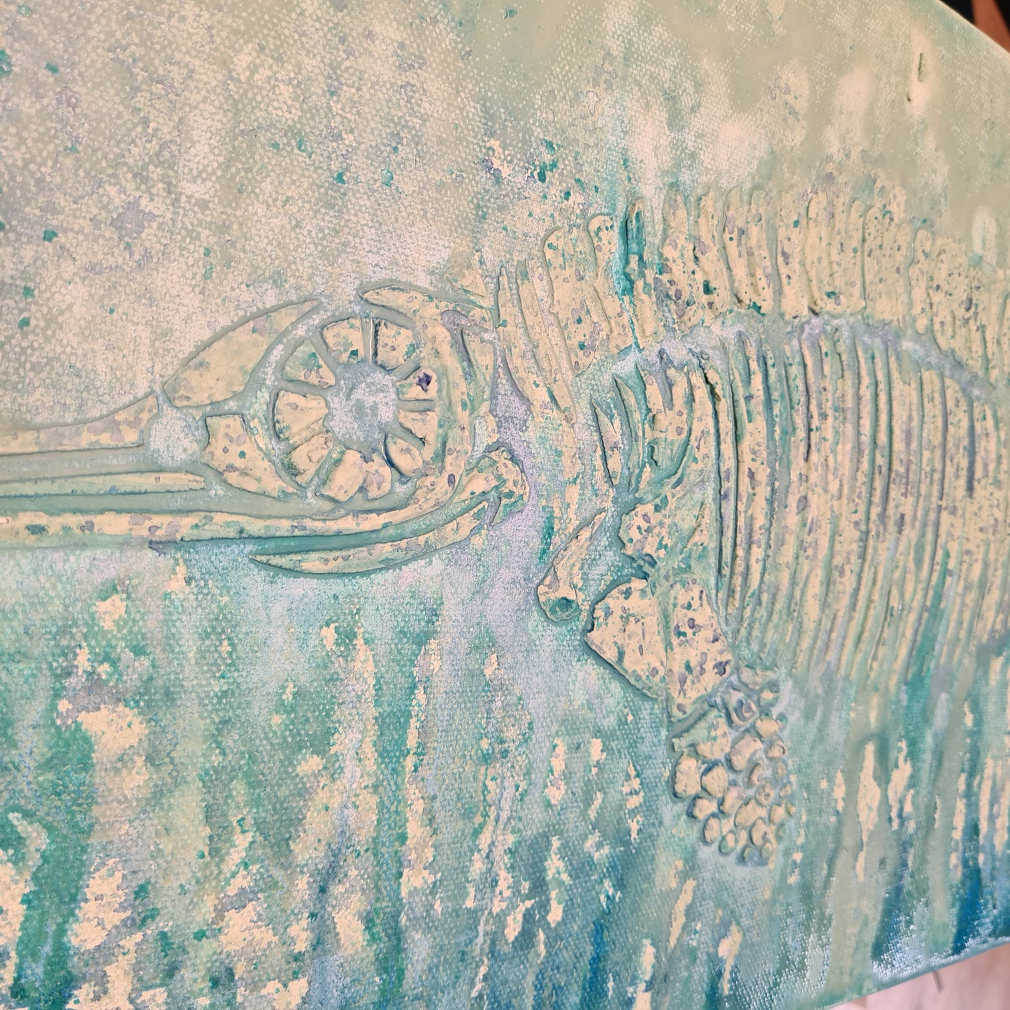 ICTHYOSAUR Faux Fossil Plaster Marine Reptile Fossil Art