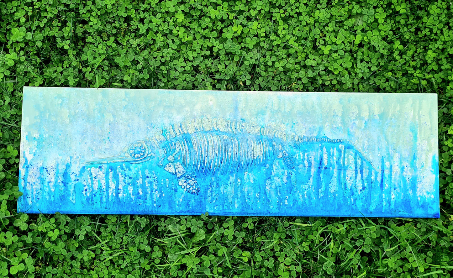 ICTHYOSAUR Faux Fossil Plaster Marine Reptile Fossil Art