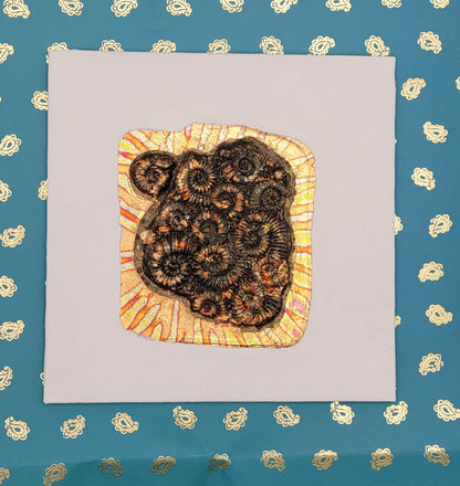 Square Ammonite Assemblages (Metallic Foil 3d Art) Decor Art