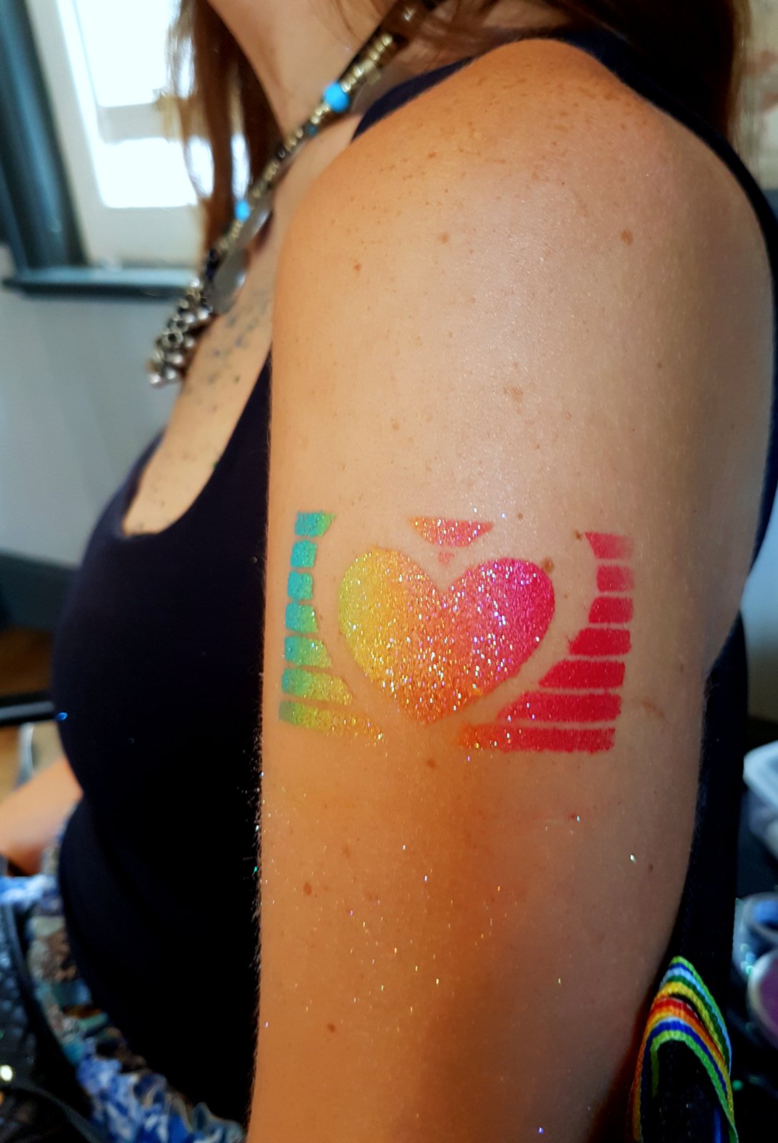 PRIDE FLAG w heart STENCIL Rainbow  body art sugar craft