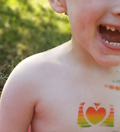 PRIDE FLAG w heart STENCIL Rainbow  body art sugar craft