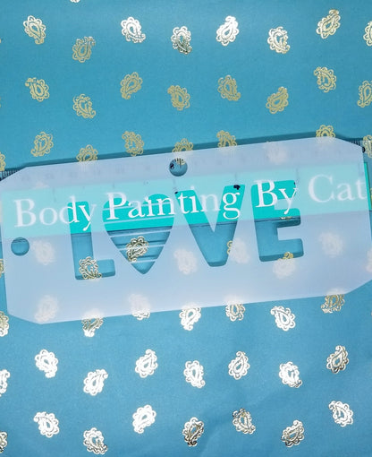 LOVE w heart PRIDE flag LGBTO Stencil print face paint body art