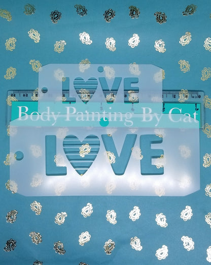 LOVE w heart PRIDE flag LGBTO Stencil print face paint body art