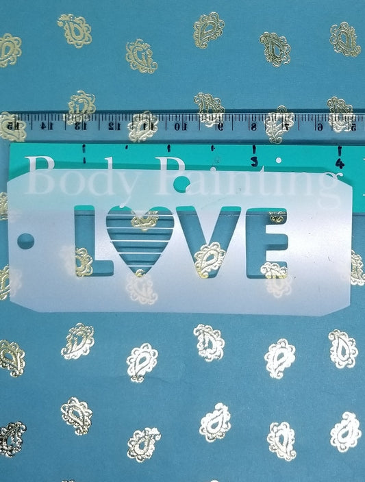 LOVE w heart PRIDE flag LGBTO Stencil print face paint body art