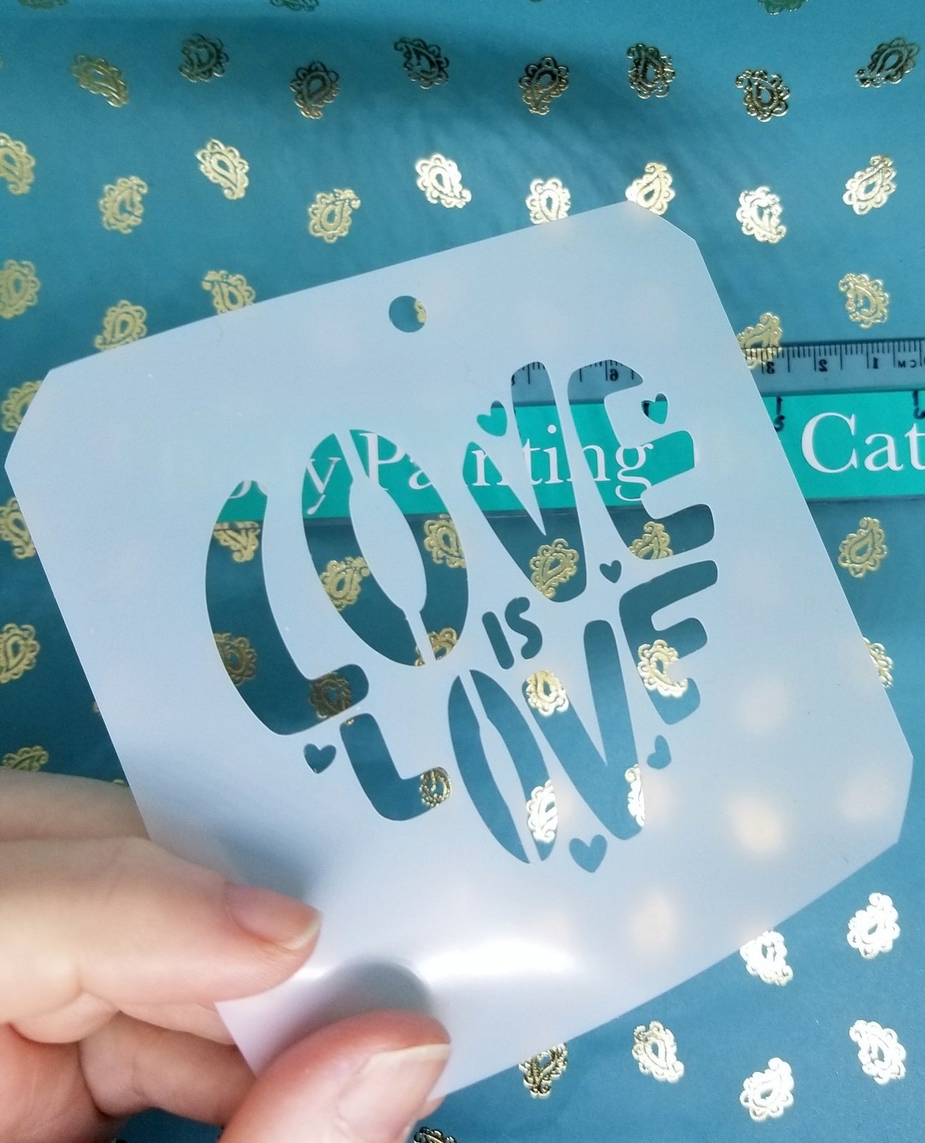 LOVE IS LOVE HEART Pride LGBTQ Stencil Reusable face body art sugarcraft