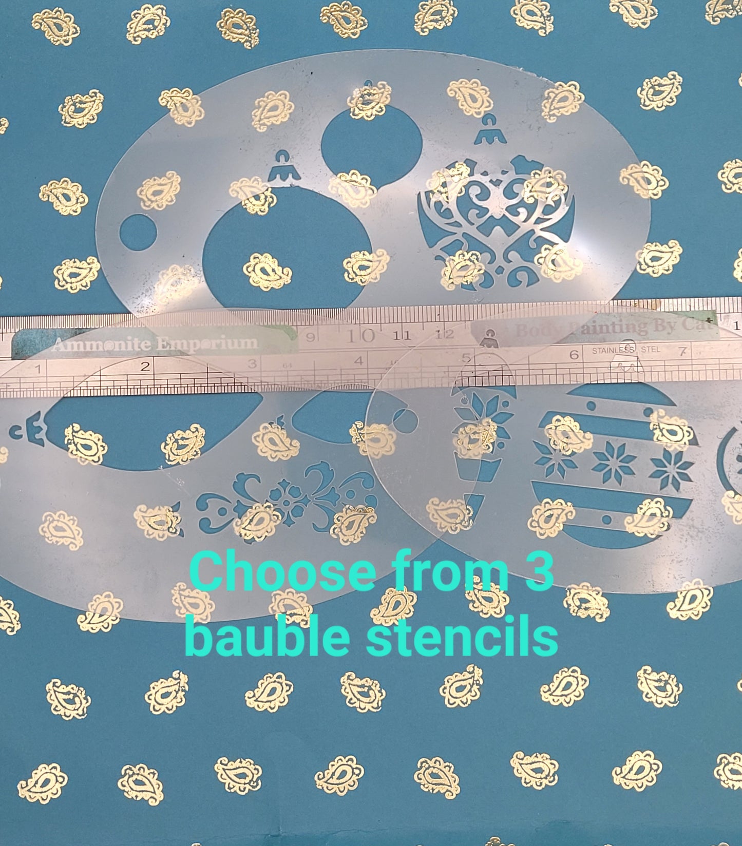 3 Round Bauble Christmas Stencil decor facepaint airbrush bodyart