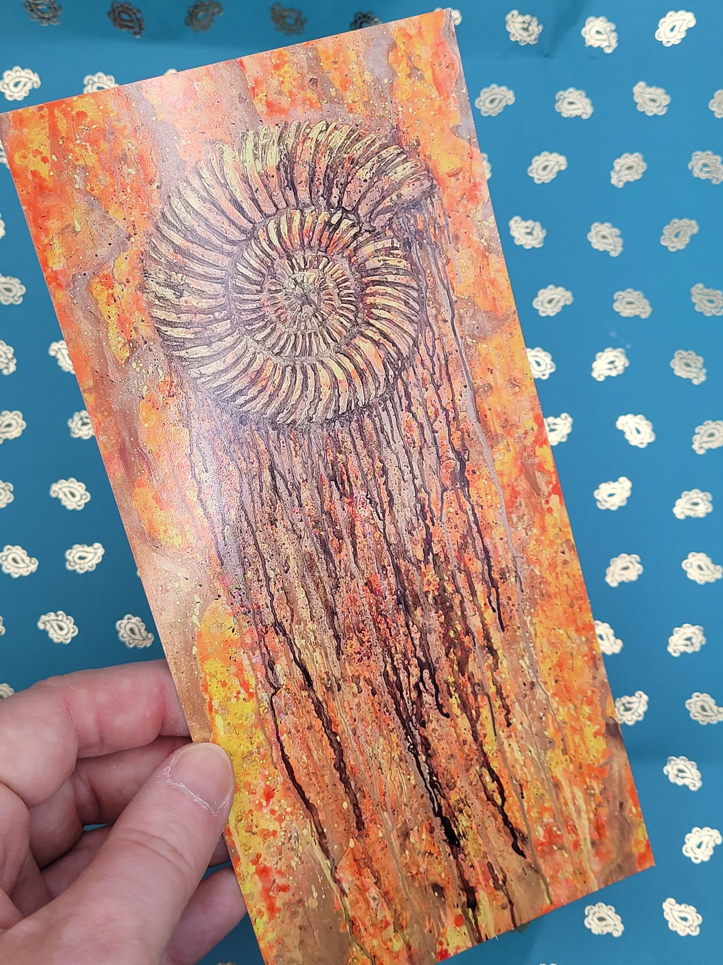 XL long Ammonite Postcard Art Card
