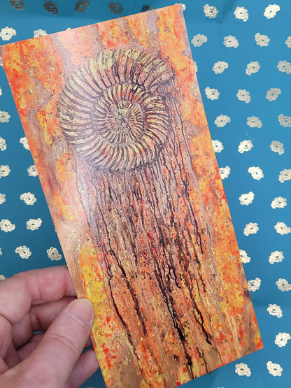 XL long Ammonite Postcard Art Card