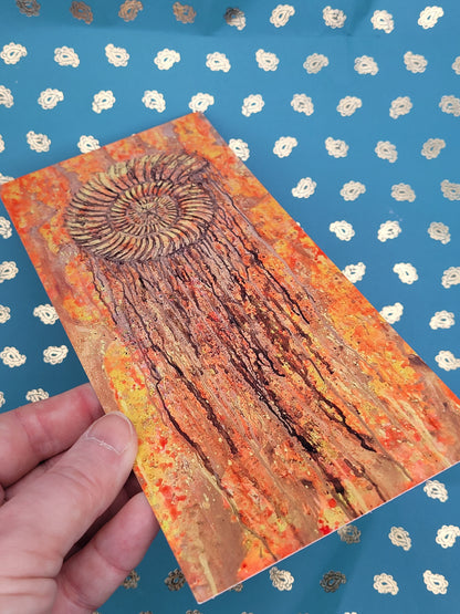 XL long Ammonite Postcard Art Card