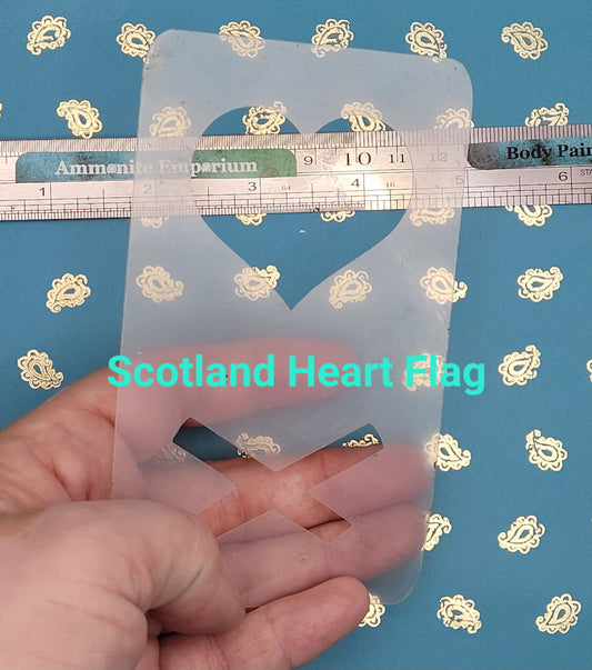 HEART Scottish FLAG stencil facepaint bodyart decor airbrush