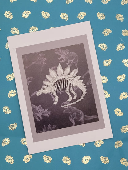 Silver Stegosaur Aluminium Postcard Art Card