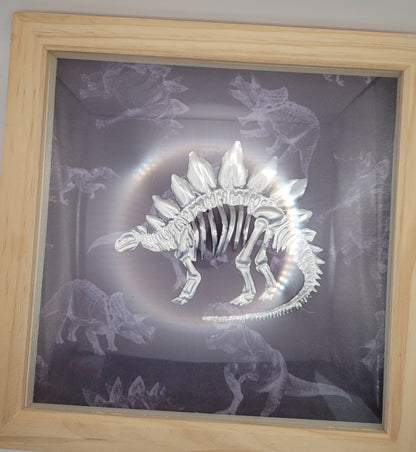 Silvery Stegosaur Skeleton (Aluminium Fossil Art)