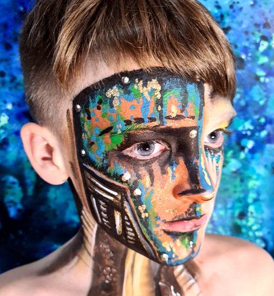 Cyborg Conduits Pipes Steampunk Stencil cog hex airbrush facepaint